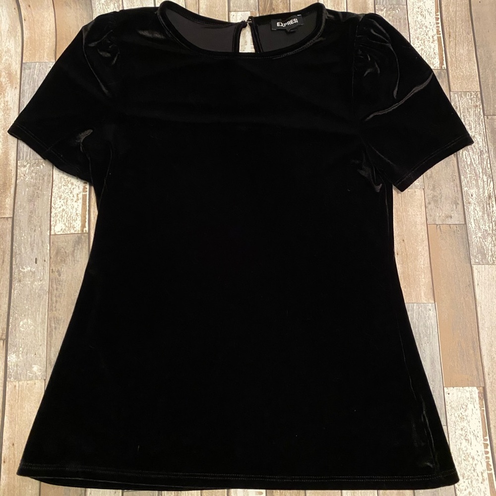 Express velvet puff sleeve top S